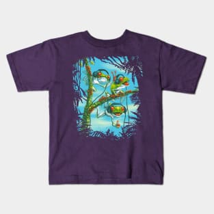 Trio of Tree Frogs Chillin Kids T-Shirt